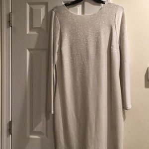👑Plus Size. Fitted White/ Silver dress
